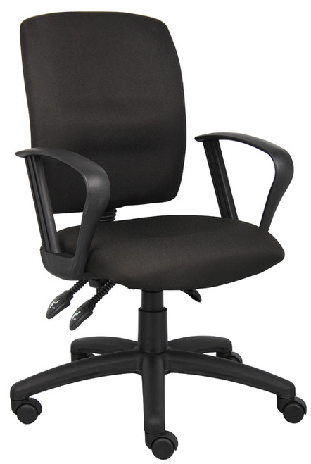 Boss Multi-Function Fabric Task Chair W/Loop Arms B3037-BK