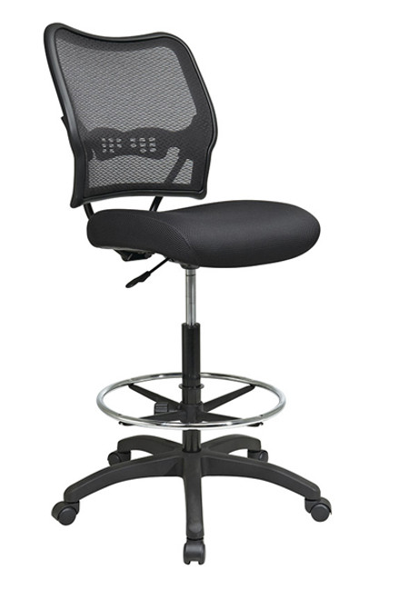 Office Star Deluxe AirGridÂ Back Drafting Chair with Mesh Seat and Adjustable Footring 13-37N20D