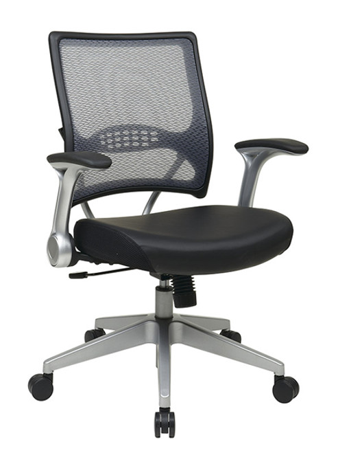 Office Star AirGridÂ Back and Eco Leather Seat Managers Chair with Flip Arms 67-E36N61R5