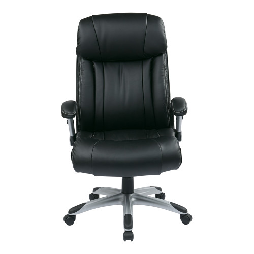Office Star Executive Eco Leather Chair with Adjustable Padded Flip Arms