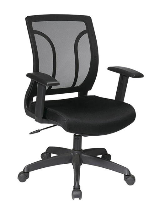 Office Star Screen Back Chair with Mesh Seat with Height Adjustable Arms