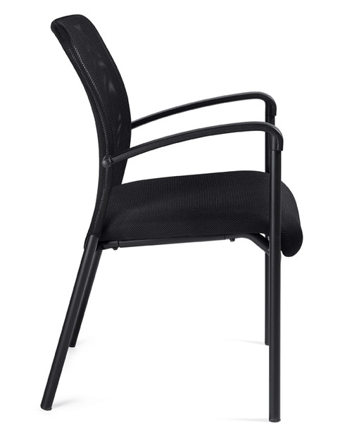 Offices To Go - Mesh back guest chair. Molded armrests. Mesh fabric back and seat. 4-legged.