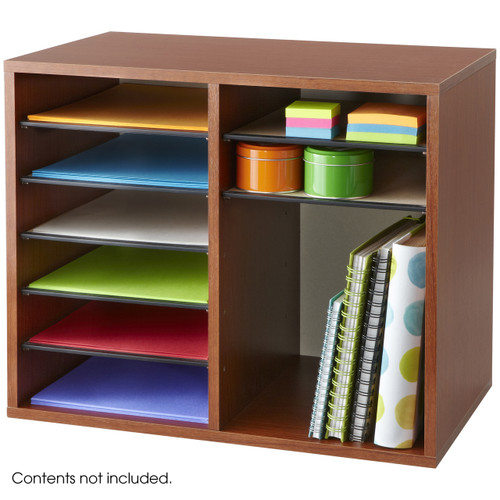 Safco Wood Adjustable Literature Organizer - 12 Compartment