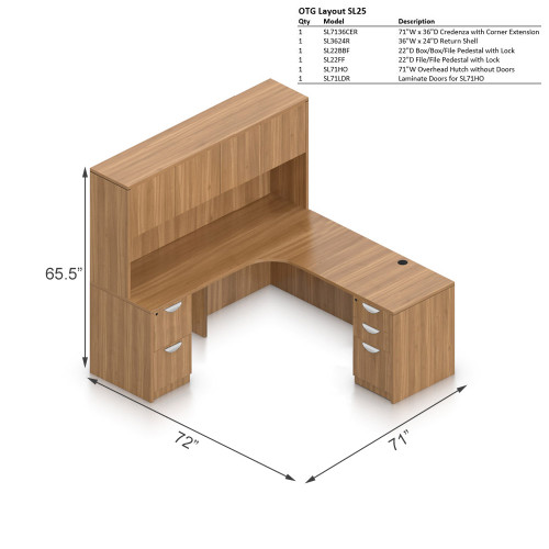 Offices To Go Layout SL-25, Corner Extension with Return and Hutch