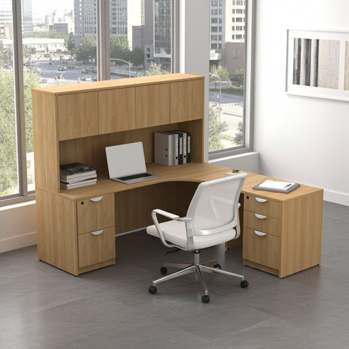 Offices To Go Layout SL-25, Right Corner Extension with Return and Hutch