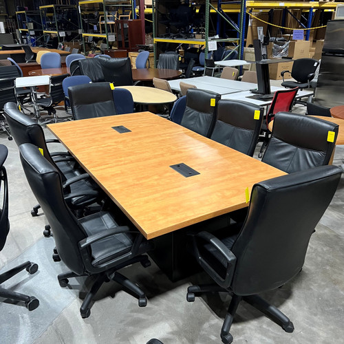 Pre-Owned Honey Laminate Cube Base Conference Table