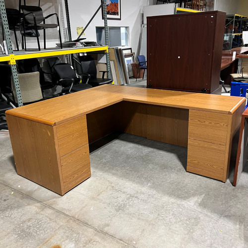 Pre-Owned Medium Oak Laminate, L-Shape Desk