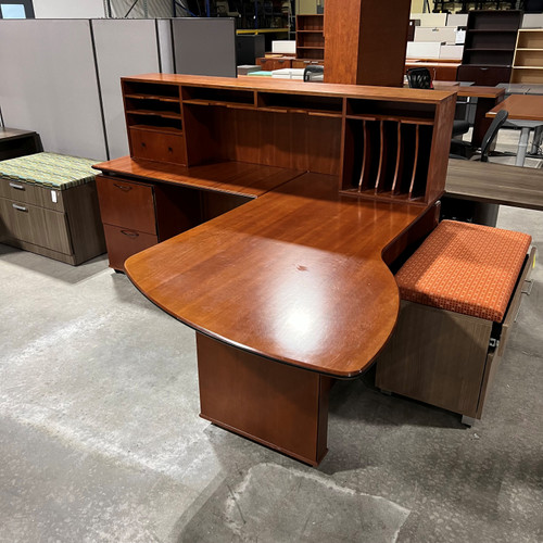 Pre-Owned OFS Cherry Laminate, Left Handed L-Shape Desk