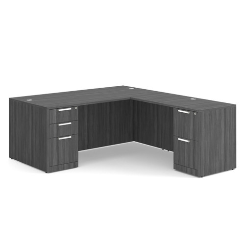 OfficeSource OS Laminate Double Full Pedestal L-Shape Desk - DBLFLOS101