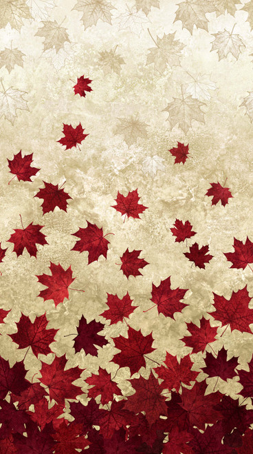 Oh Canada 10th Anniversary - falling red maple leaves on cream