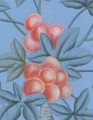 Trevarez Blue, printed mural wallpaper by Paul Montgomery. Up-close detail shot.