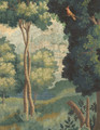 Verdure Landscape, printed mural wallpaper by Paul Montgomery. Antiqued detail shot.