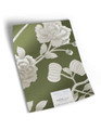 10" x 13" sample of Climbing Blossom; moss green chinoiserie