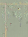 Wisteria Green, printed mural wallpaper by Paul Montgomery. Detail shot.