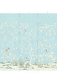 Lavena, printed mural wallpaper by Paul Montgomery. Cyan panel layout.