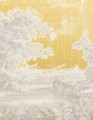 Pastorale Gold, printed mural wallpaper by Paul Montgomery. Up-close detail shot.