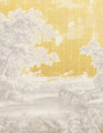 Pastorale Gold, printed mural wallpaper by Paul Montgomery. Up-close detail shot.
