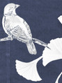 Gingko, printed mural wallpaper by Paul Montgomery. Navy detail shot.