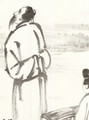 Japanese Landscape, printed mural wallpaper by Paul Montgomery. Up-close detail shot.