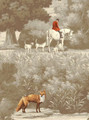 Jefferson Country, printed mural wallpaper by Paul Montgomery. Sepia Antiqued detail shot.