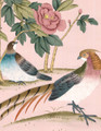 Imperial Garden, printed mural wallpaper by Paul Montgomery. Peach detail shot.