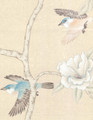 Imperial Garden Beige, printed mural wallpaper by Paul Montgomery. Detail shot.