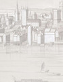 London Skyline: 1616 via 1939, printed mural wallpaper by Paul Montgomery. Detail shot.