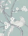 Maysong Paris, printed mural wallpaper by Paul Montgomery. Aqua detail shot.
