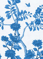 Mughal Garden, printed mural wallpaper by Paul Montgomery. Porcelain Blue detail shot. Mughal Garden, printed mural wallpaper by Paul Montgomery. Porcelain Blue detail shot.