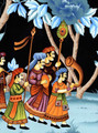 Mughal Procession, printed mural wallpaper by Paul Montgomery. Detail shot.