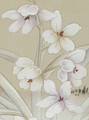 Palace Garden Bright Beige, printed mural wallpaper by Paul Montgomery. Up-close detail shot.