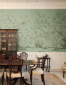 Palazzo Green, printed mural wallpaper by Paul Montgomery. Green chinoiserie in room.
