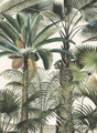 Palmetum, printed mural wallpaper by Paul Montgomery. Pastel detail shot.