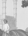 Passage to India, printed mural wallpaper by Paul Montgomery. Grisaille detail shot.