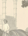 Passage to India, printed mural wallpaper by Paul Montgomery. Sepia detail shot.