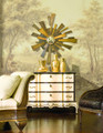 Pastorale, printed mural wallpaper by Paul Montgomery. Sepia panoramic in room.