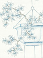 Porcelains White, printed mural wallpaper by Paul Montgomery. Up-close detail shot.
