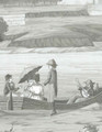 Tremezzo, printed mural wallpaper by Paul Montgomery. Detail shot.