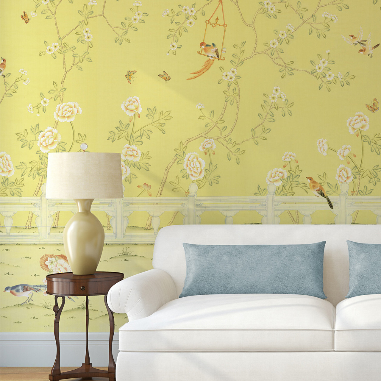 Bye Bye Birdie | Delicate Striped Damask Wallpaper