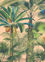 Palmetum, printed mural wallpaper by Paul Montgomery. Tangerine detail shot.
