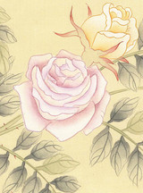 Roses Cream, printed mural wallpaper by Paul Montgomery. Up-close detail shot.