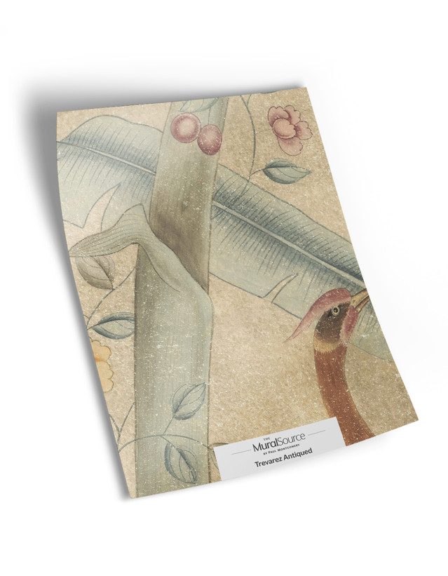 10" x 13" sample of Trevarez Antiqued; beige chinoiserie