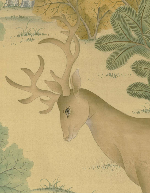 Combray, printed mural wallpaper by Paul Montgomery. Detail shot.