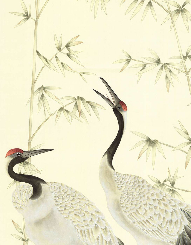 Crane Grove Hand-Painted  Pair Original