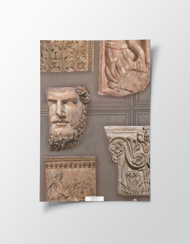 2' x 3' sample of Artifacts, Roman sculpture mural
