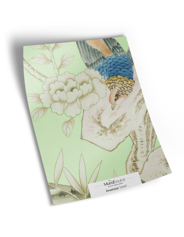 10" x 13" sample of Anastasia; green chinoiserie