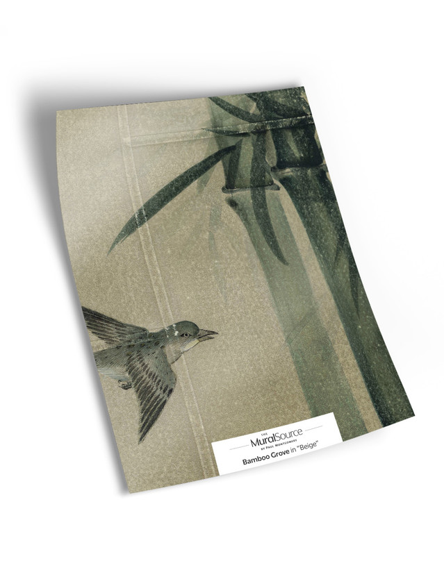 10" x 13" sample of Bamboo Grove beige chinoiserie