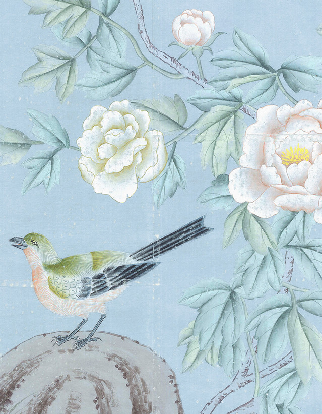 Belva, printed mural wallpaper by Paul Montgomery. Spring detail shot.