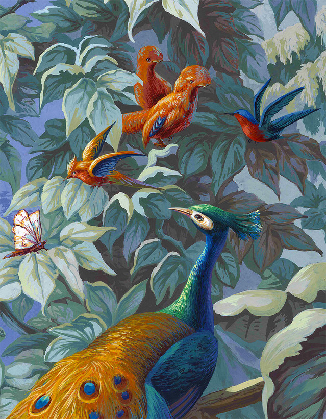 Brazil, printed mural wallpaper by Paul Montgomery. Carnevale detail shot.
