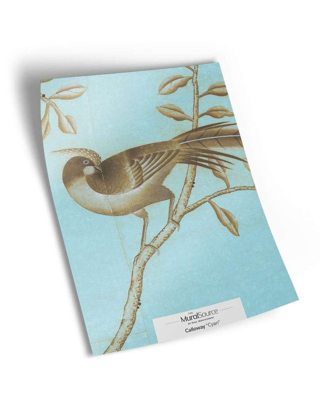 10" x 13" sample of Calloway; cyan chinoiserie